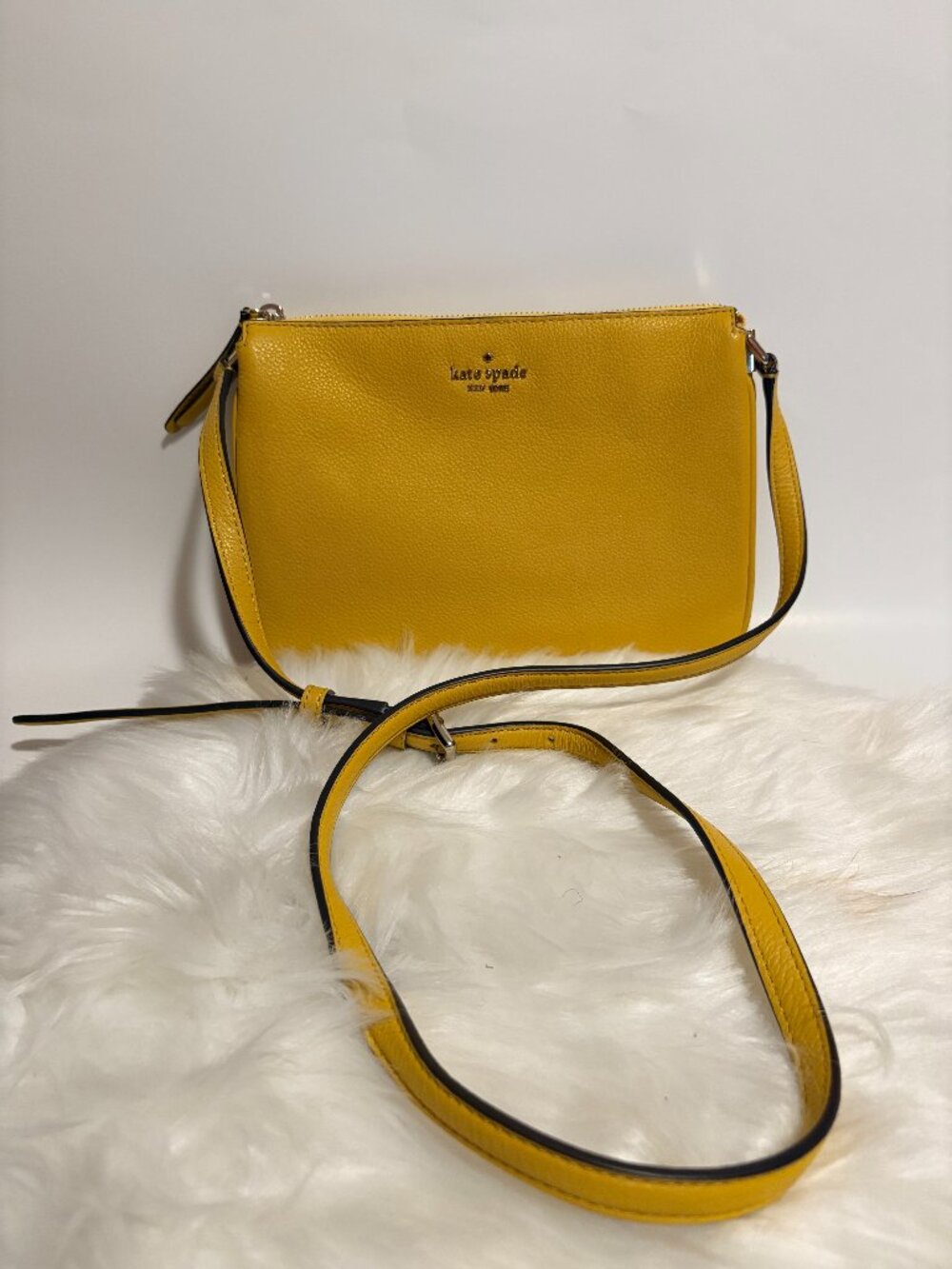 Kate Spade New York Yellow Pebbled Leather Crossbody Bag Like New